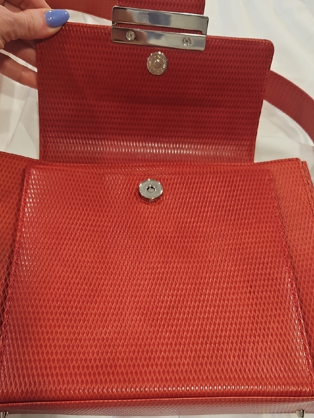 Vintage Yves Saint Laurent Rive Gauche Embossed Leather Structured Shoulder Bag - Picture 12 of 16
